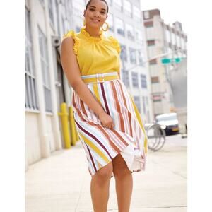 NWT Eloquii Belted Multicolor Skirt